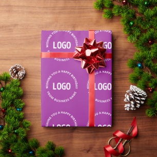 Your Logo & Custom Text   Happy Birthday From… Wrapping Paper