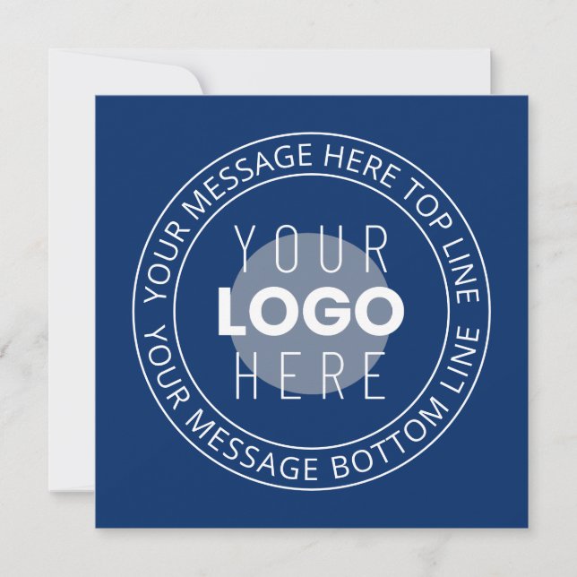 Your Logo & Customisable Circular Text | Navy Blue Card (Front)