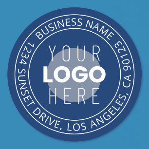 Your Logo & Customisable Circular Text   Navy Blue Classic Round Sticker