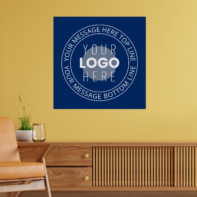 Your Logo & Customisable Circular Text | Navy Blue Poster (Living Room 2)