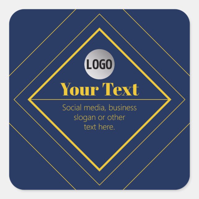 Your Logo & Customisable Design Template Square Sticker (Front)