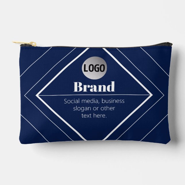 Your Logo & Customisable Modern Design | Navy Blue Accessory Pouch (Front)