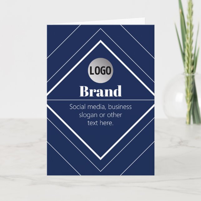 Your Logo & Customisable Modern Design | Navy Blue Card (Front)