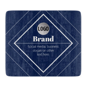 Your Logo & Customisable Modern Design   Navy Blue Cutting Board
