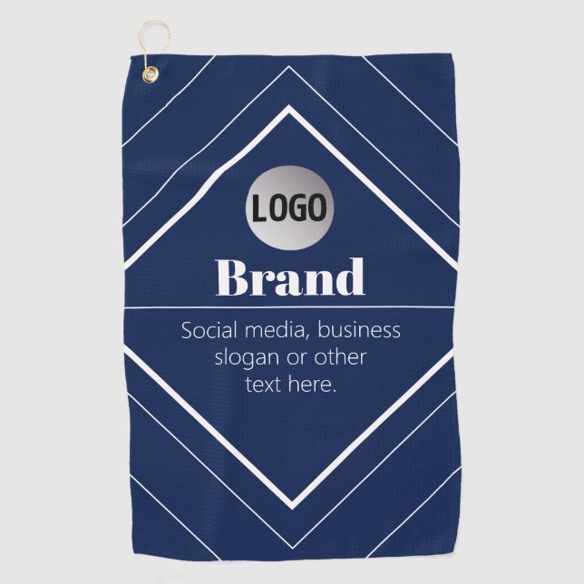 Your Logo & Customisable Modern Design | Navy Blue Golf Towel (Front)