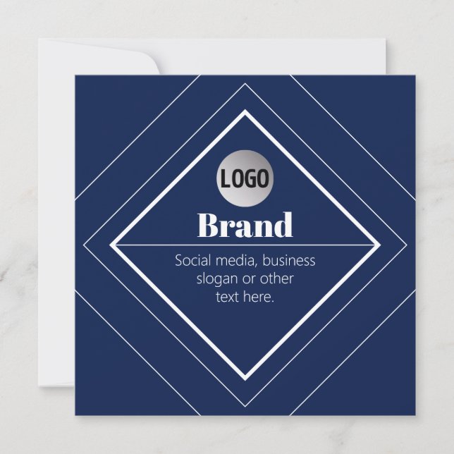 Your Logo & Customisable Modern Design | Navy Blue Invitation (Front)