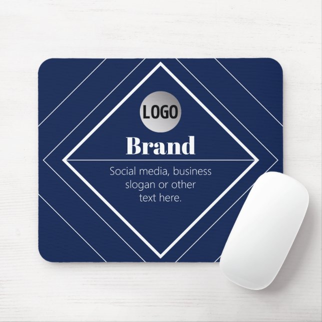 Your Logo & Customisable Modern Design | Navy Blue Mouse Pad (With Mouse)