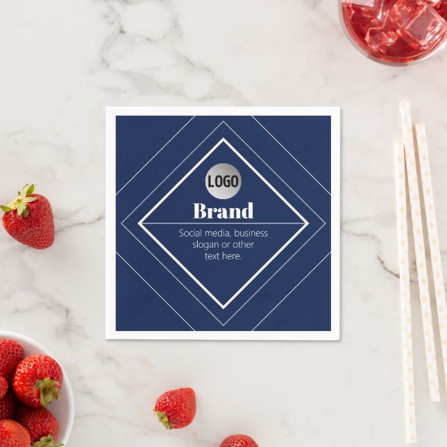 Your Logo & Customisable Modern Design | Navy Blue Napkin (Insitu)