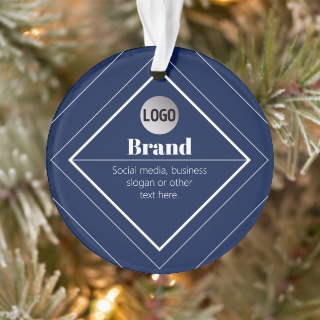 Your Logo & Customisable Modern Design | Navy Blue Ornament (Tree)