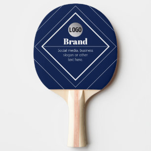 Your Logo & Customisable Modern Design   Navy Blue Ping Pong Paddle