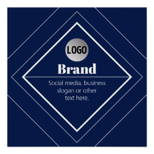 Your Logo & Customisable Modern Design Navy Blue Poster