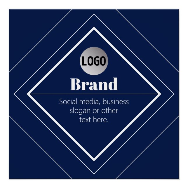 Your Logo & Customisable Modern Design | Navy Blue Poster (Front)
