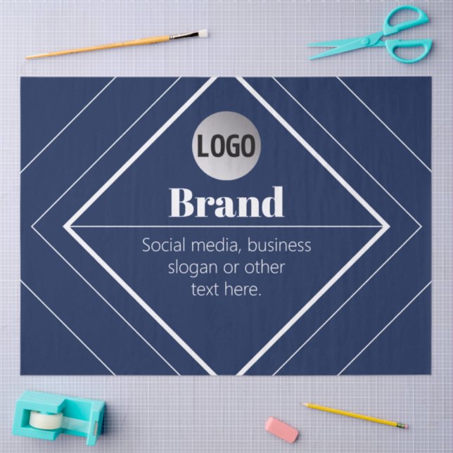 Your Logo & Customisable Modern Design | Navy Blue Tissue Paper (Craft)