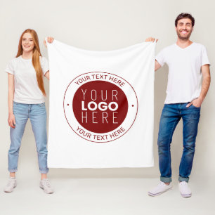 Your Logo & Customisable Text   Deep Red/DIY Colou Fleece Blanket