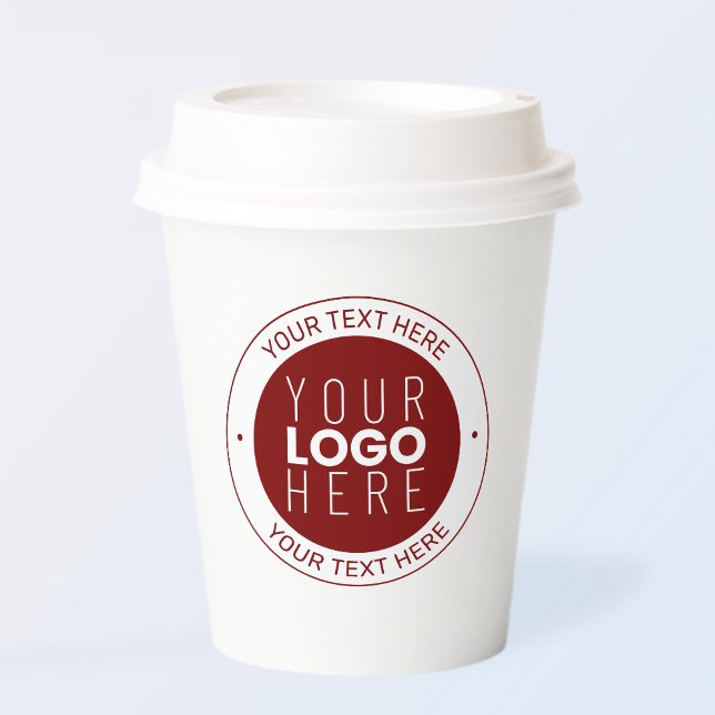 Your Logo & Customisable Text | Deep Red/DIY Colou Paper Cups (Creator Uploaded)