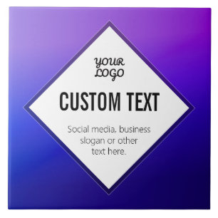 Your Logo & Customisable Text Purple Ombre Ceramic Tile