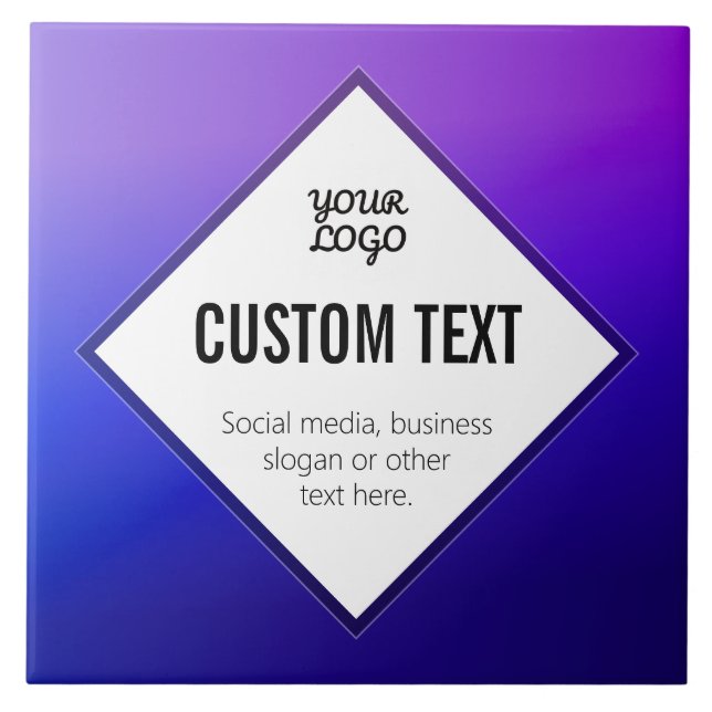 Your Logo & Customisable Text | Purple Ombre Ceramic Tile (Front)