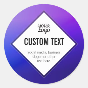 Your Logo & Customisable Text Purple Ombre Classic Round Sticker