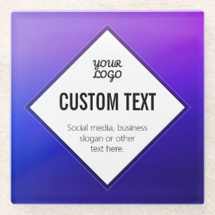Your Logo & Customisable Text   Purple Ombre Glass Coaster
