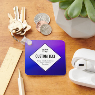 Your Logo & Customisable Text   Purple Ombre Key Ring