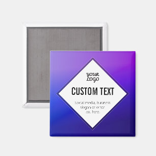Your Logo & Customisable Text   Purple Ombre Magnet