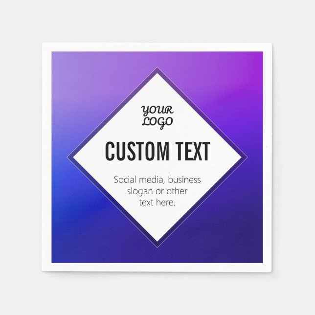 Your Logo & Customisable Text | Purple Ombre Napkin (Front)
