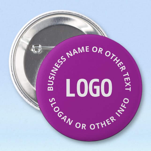 Your Logo & Customisable Text | Purple Violet 6 Cm Round Badge (Creator Uploaded)