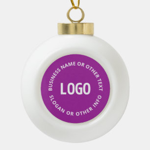 Your Logo & Customisable Text Purple Violet Ceramic Ball Christmas Ornament