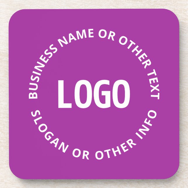 Your Logo & Customisable Text | Purple Violet Coaster (Front)