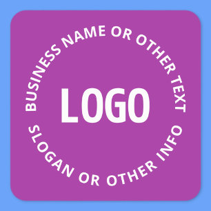 Your Logo & Customisable Text Purple Violet Square Sticker