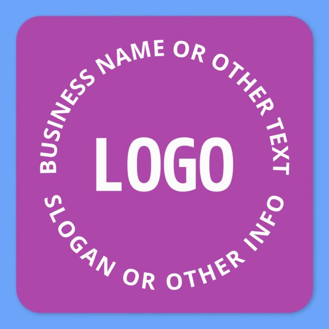 Your Logo & Customisable Text | Purple Violet Square Sticker (Creator Uploaded)