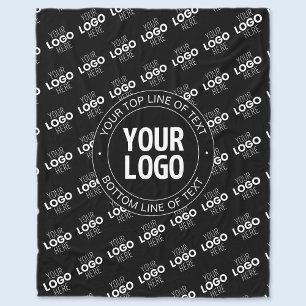 Your Logo & Customisable Text with Logo Pattern Fleece Blanket