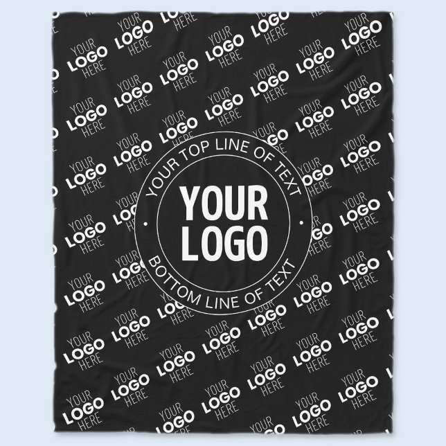 Your Logo & Customisable Text with Logo Pattern Fleece Blanket (Creator Uploaded)