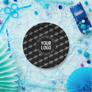 Your Logo & Customisable Text with Logo Pattern Paper Plate
