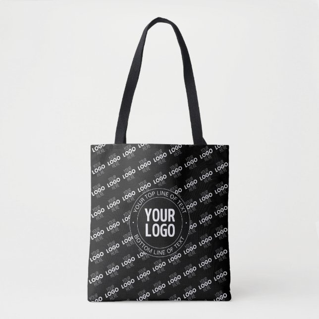 Your Logo & Customisable Text with Logo Pattern Tote Bag (Front)
