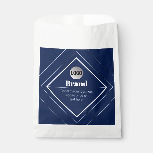 Your Logo & Customizable Modern Design | Navy Blue Favour Bag (Front)