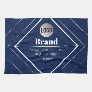 Your Logo & Customizable Modern Design   Navy Blue Tea Towel