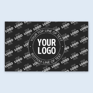 Your Logo & Customizable Text with Logo Pattern Rectangular Sticker