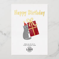 Your Logo Cute Cat Burgundy Gift Business Birthday