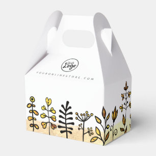 Your Logo Cute Gold & Black Floral Branded Product Favour Box