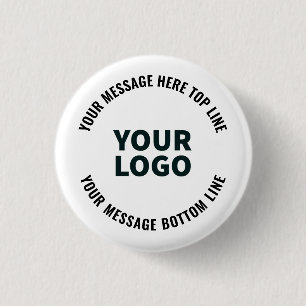 Your Logo Design or Image   Bold Editable Text 3 Cm Round Badge