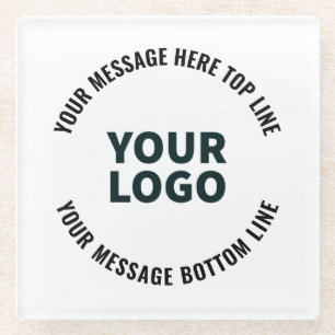 Your Logo Design or Image   Bold Editable Text Glass Coaster