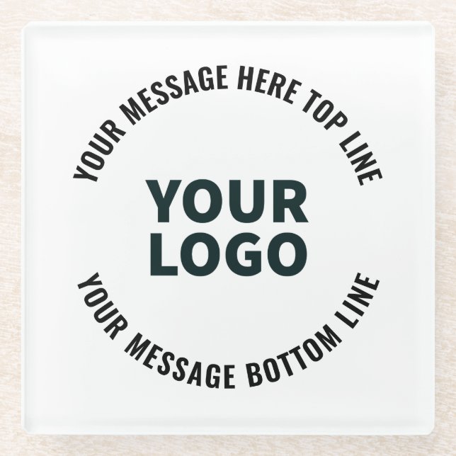 Your Logo Design or Image | Bold Editable Text Glass Coaster (Front)