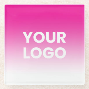 Your Logo & Editable Background Colour Gradient Glass Coaster