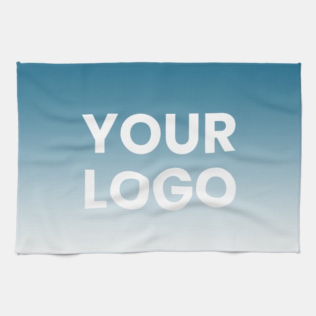 Your Logo & Editable Background Colour Gradient  Tea Towel (Horizontal)