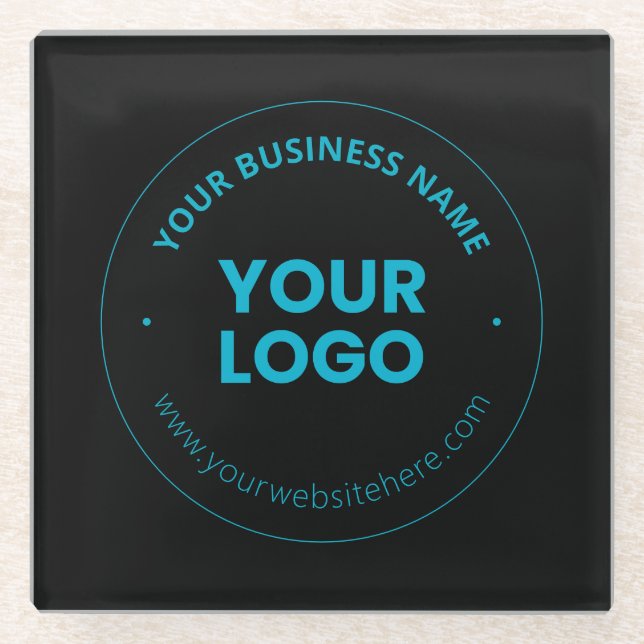 Your Logo | Editable Business Name & Website Glass Coaster (Front)