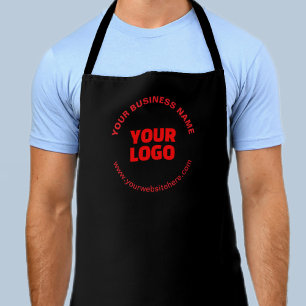 Your Logo & Editable Circular Text, Red or DIY Apron