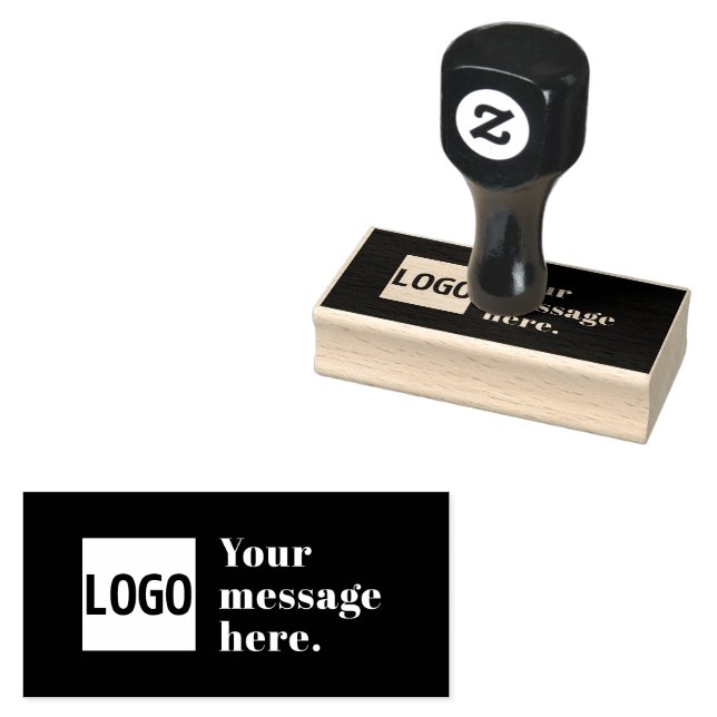 Your Logo & Editable Retro Text Rubber Stamp (Stamped)