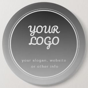 Your Logo & Editable Text   Dark Grey Gradient  6 Cm Round Badge