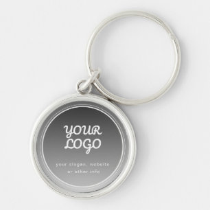 Your Logo & Editable Text   Dark Grey Gradient  Key Ring